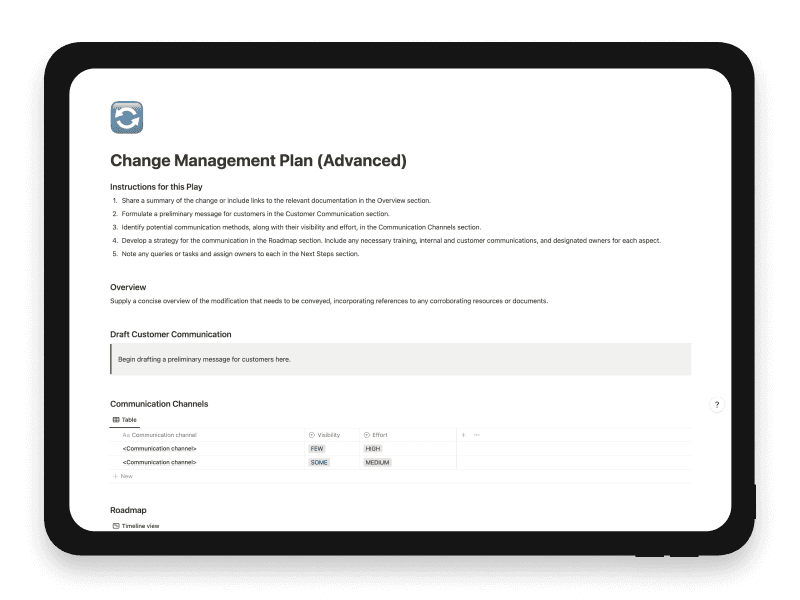 Change Management Plan (Advanced) Notion Template