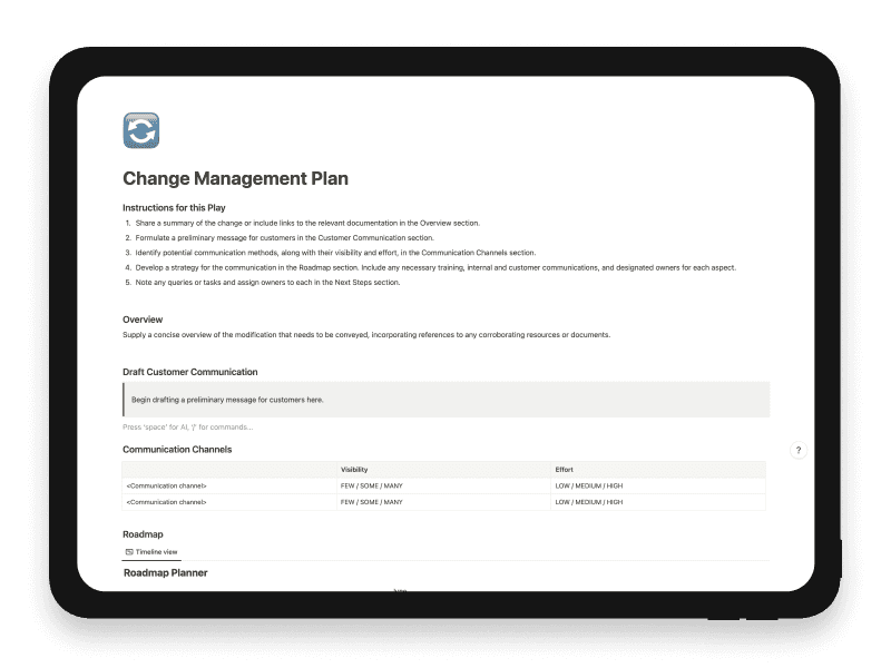 Change Management Plan Notion Template