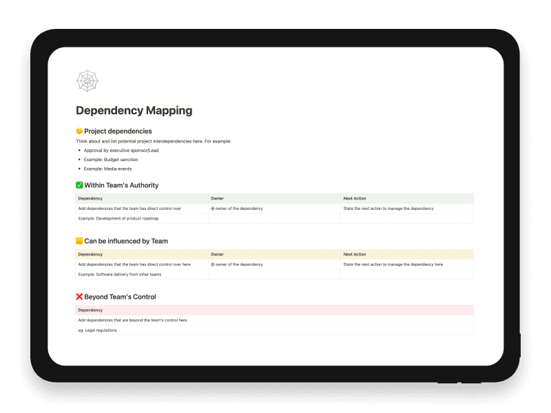 Dependency Mapping Notion Template