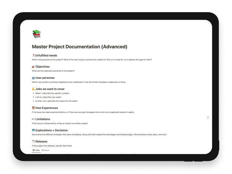 Master Project Documentation (Advanced) Notion Template