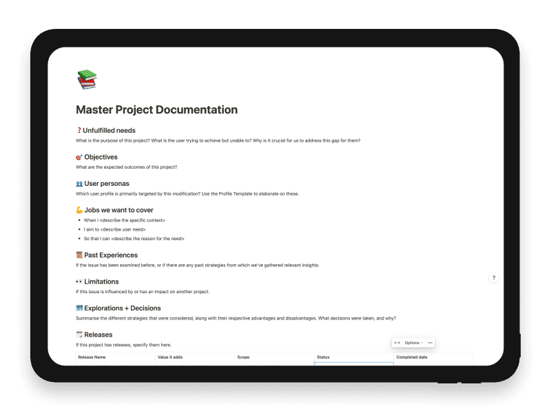 Master Project Documentation Notion Template