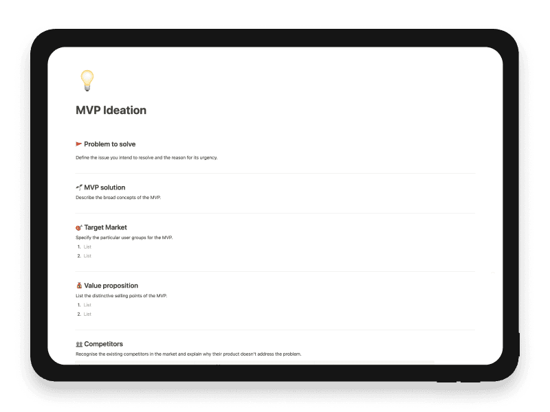 MVP Ideation Notion Template