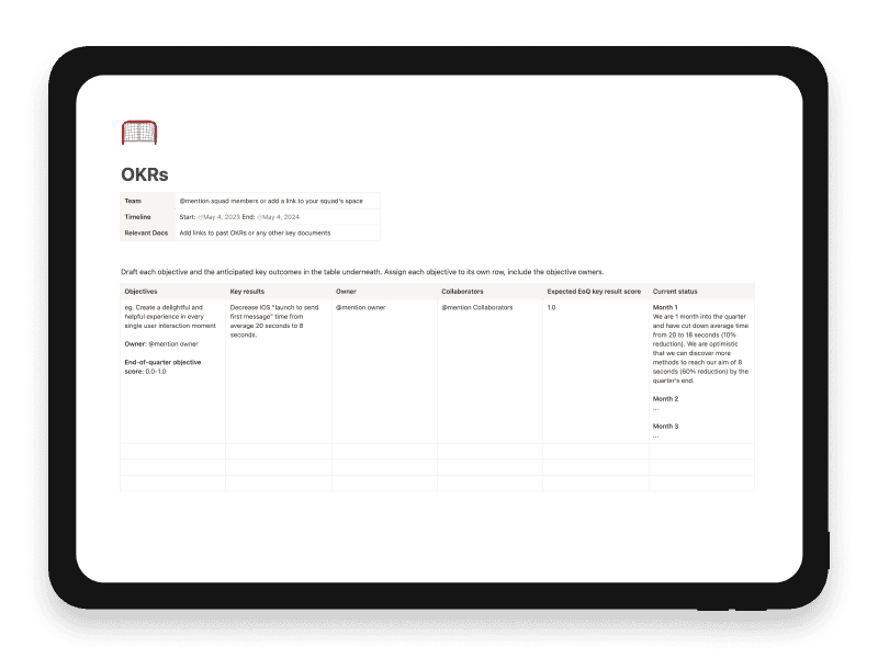 OKRs Notion Template