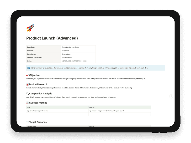 Product Launch (Advanced) Notion Template