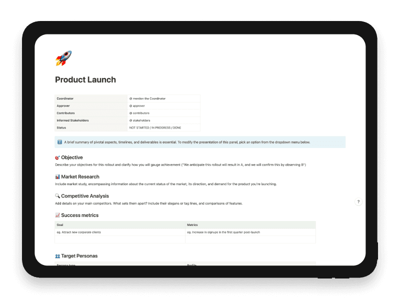 Product Launch Notion Template