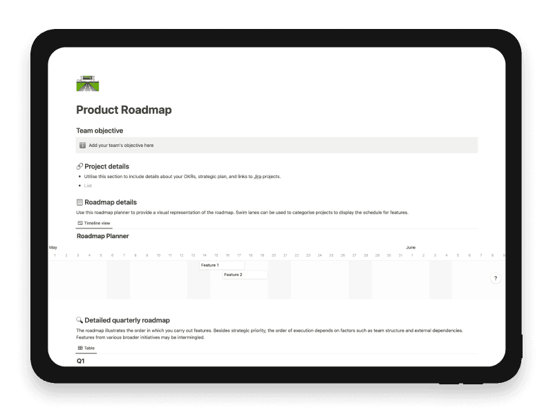 Product Roadmap Notion Template