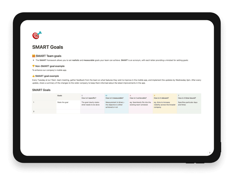 SMART Goals Notion Template