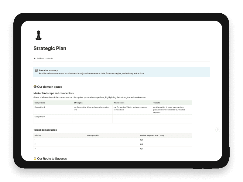 Strategic Plan Notion Template